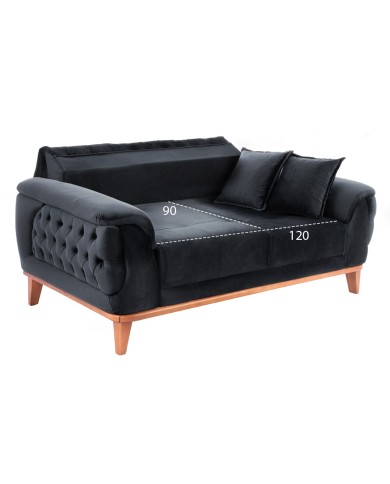 ΚΑΝΑΠΕΣ ΚΡΕΒΑΤΙ BENNINGTON 2ΘΕΣΙΟΣ ΜΑΥΡΟΣ HM3250.01 180x95x80 εκ.