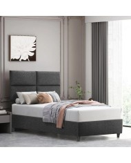 ΚΡΕΒΑΤΙ MILO ΑΠΟ ΓΚΡΙ ΥΦΑΣΜΑ HM646.01 ΓΙΑ ΣΤΡΩΜΑ 120x200 εκ.