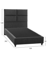 ΚΡΕΒΑΤΙ MILO ΑΠΟ ΓΚΡΙ ΥΦΑΣΜΑ HM646.01 ΓΙΑ ΣΤΡΩΜΑ 120x200 εκ.