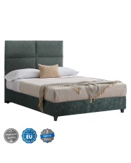 ΚΡΕΒΑΤΙ MILO ΑΠΟ ΠΡΑΣΙΝΟ ΥΦΑΣΜΑ τύπου NUBUCK HM646.27 ΓΙΑ ΣΤΡΩΜΑ 120x200 εκ.