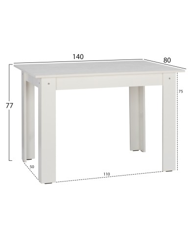 ΤΡΑΠΕΖΙ ΚΟΥΖΙΝΑΣ KELVIN 140x80x77Υεκ. ΛΕΥΚΟ HM2429.03