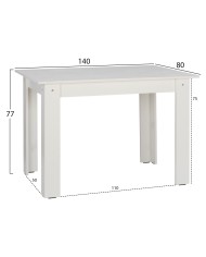 ΤΡΑΠΕΖΙ ΚΟΥΖΙΝΑΣ KELVIN 140x80x77Υεκ. ΛΕΥΚΟ HM2429.03
