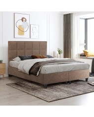 ΚΡΕΒΑΤΙ ALBA ΚΑΦΕ τ.NUBUCK HM636.21 ΓΙΑ ΣΤΡΩΜΑ 150x200 εκ.