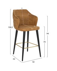 ΣΚΑΜΠΟ BAR ΕΠΑΓΓΕΛΜΑΤΙΚΟ ALONZO HM9281.43 ΚΑΦΕ PU ΞΥΛΙΝΟ 50x62x108,5Υεκ.