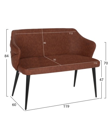 ΚΑΝΑΠΕΣ 2-ΘΕΣΙΟΣ ΕΠΑΓΕΛΜ. CARLOS HM9273.43 ΚΑΦΕ Τ.NUBUCK-ΞΥΛΙΝΑ ΠΟΔΙΑ 119x60x84Yεκ.