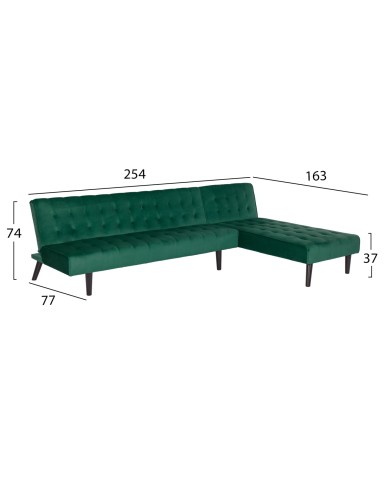 ΚΑΝΑΠΕΣ ΚΡΕΒΑΤΙ ΓΩΝΙΑ ΑΝΑΣΤΡΕΨΙΜΗ ZELDA HM3154.13 ΒΕΛΟΥΔΟ ΚΥΠΑΡΙΣΣΙ 254X163X74Y εκ.