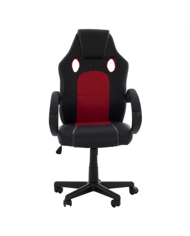 ΚΑΡΕΚΛΑ ΓΡΑΦΕΙΟΥ GAMING BUCKET HM1041.01 ΜΑΥΡΟPU+ΚΟΚΚΙΝΟ MESH 60x62x117 εκ.