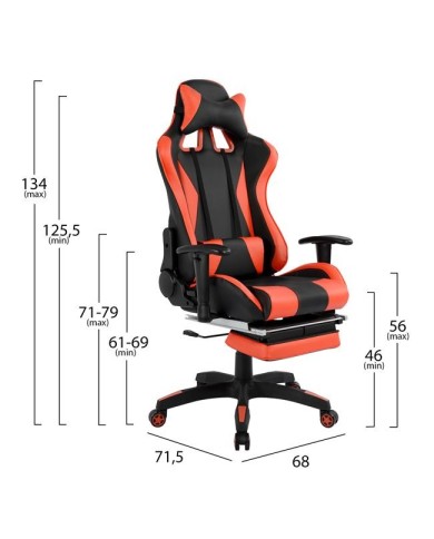 ΚΑΡΕΚΛΑ ΓΡΑΦΕΙΟΥ GAMING HM1063.01 SPEED ΜΑΥΡΟ ΚΟΚΚΙΝΟ & ΥΠΟΠΟΔΙΟ 68 x 71,5 x 134 cm