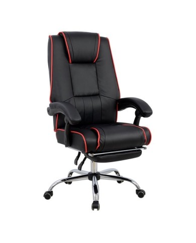 ΚΑΡΕΚΛΑ ΓΡΑΦΕΙΟΥ GAMING AMATA ΜΕ ΥΠΟΠΟΔΙΟ HM1089.01 ΜΑΥΡΗ ΚΟΚΚΙΝΗ 64x68x128 cm