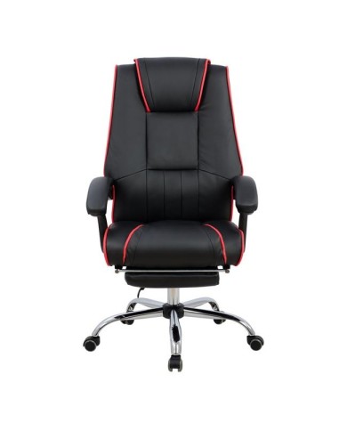 ΚΑΡΕΚΛΑ ΓΡΑΦΕΙΟΥ GAMING AMATA ΜΕ ΥΠΟΠΟΔΙΟ HM1089.01 ΜΑΥΡΗ ΚΟΚΚΙΝΗ 64x68x128 cm