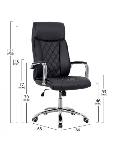 ΚΑΡΕΚΛΑ ΓΡΑΦΕΙΟΥ SHAILA HM1104.01 ΣΕ ΧΡΩΜΑ ΜΑΥΡΟ 64x68x(116-123)cm