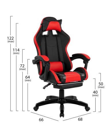 ΠΟΛΥΘΡΟΝΑ GAMING NYLA ΜΕ ΥΠΟΠΟΔΙΟ HM1132.04 ΣΕ ΧΡΩΜΑ ΜΑΥΡΟ-ΚΟΚΚΙΝΟ 68Χ66-100Χ122 ΕΚ
