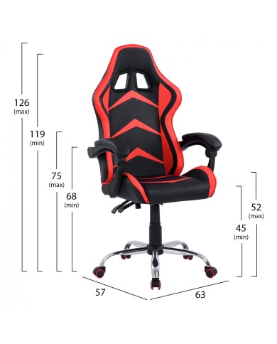 ΠΟΛΥΘΡΟΝΑ GAMING TESSA ΜΕ ΑΝΑΚΛΙΝΟΜΕΝΗ ΠΛΑΤΗ HM1155.01 ΣΕ ΧΡΩΜΑ ΜΑΥΡΟ-ΚΟΚΚΙΝΟ