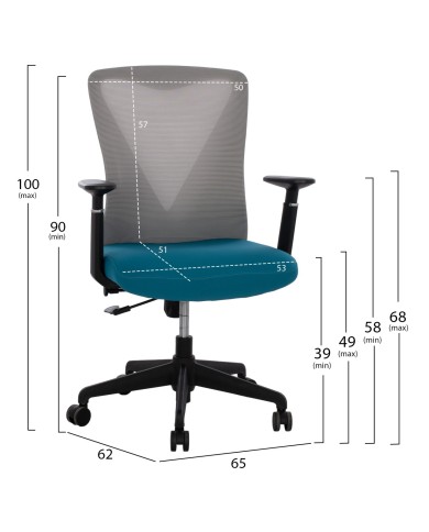 ΚΑΡΕΚΛΑ ΓΡΑΦΕΙΟΥ SUPERIOR ΜΠΛΕ-ΓΚΡΙ HM1170.08 65x62x100 εκ.