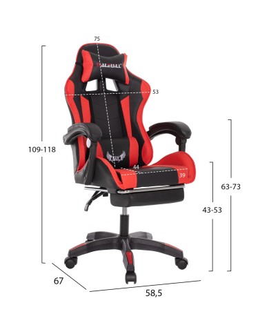 ΚΑΡΕΚΛΑ ΓΡΑΦΕΙΟΥ GAMING FERNANDO HM1182.01 ΜΑΥΡΟ ΚΟΚΚΙΝΟ PU-ΜΑΣΑΖ 58,5x67x118Yεκ.