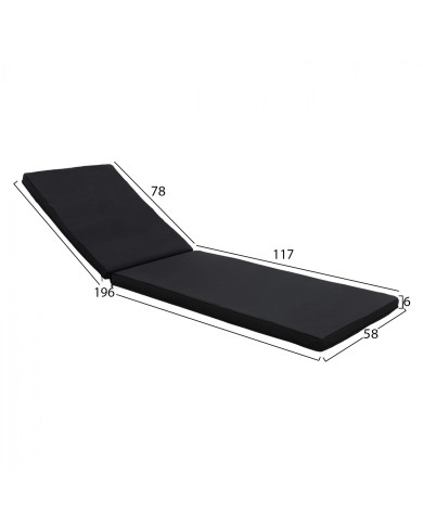 ΜΑΞΙΛΑΡΙ ΞΑΠΛΩΣΤΡΑΣ TEXTILENE 600gr/m2 2X1 SIFNOS ΜΑΥΡΟ HM11234.05T 196(117+1+78)x58x6εκ.