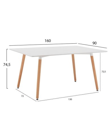 ΤΡΑΠΕΖΙ HM8697.01 MINIMAL, ΛΕΥΚΟ MDF, ΞΥΛΙΝΑ ΠΟΔΙΑ ΟΞΙΑ,160Χ90X74,5Υ εκ