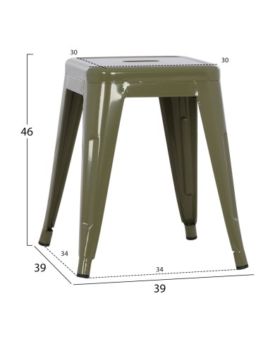 ΣΚΑΜΠΩ ΜΕΤΑΛΛΙΚΟ HM0096.13 MELITA ΣΕ DARK OLIVE GREEN 39x39x46 εκ.