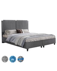 ΚΡΕΒΑΤΙ MARGA ΑΠΟ ΓΚΡΙ ΒΕΛΟΥΔΟ HM610.10 ΓΙΑ ΣΤΡΩΜΑ 160x200 εκ.