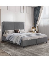 ΚΡΕΒΑΤΙ MARGA ΑΠΟ ΓΚΡΙ ΒΕΛΟΥΔΟ HM610.10 ΓΙΑ ΣΤΡΩΜΑ 160x200 εκ.