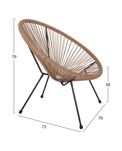 ΠΟΛΥΘΡΟΝΑ ACAPULCO Τ. ΦΩΛΙΑ ΜΕΤΑΛΛΟ ΜΑΥΡΟ ΜΕ TWISTED WICKER HM5871.01 70x73x79 εκ.
