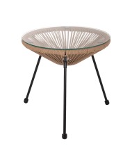 ΤΡΑΠΕΖΙ ΒΟΗΘΗΤΙΚΟ ALLEGRA ΜΑΥΡΟ ΜΕΤΑΛΛΟ  ME TWISTED WICKER ΦΥΣΙΚΟ HM5873.01 Φ47Χ45Υεκ.