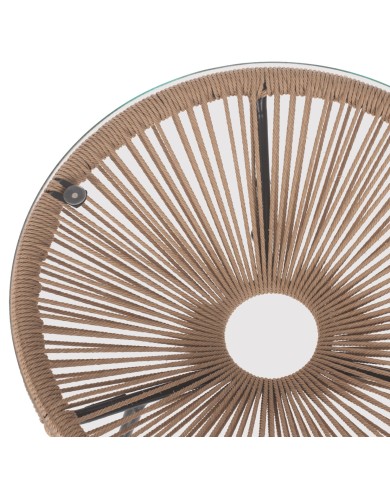 ΤΡΑΠΕΖΙ ΒΟΗΘΗΤΙΚΟ ALLEGRA ΜΑΥΡΟ ΜΕΤΑΛΛΟ  ME TWISTED WICKER ΦΥΣΙΚΟ HM5873.01 Φ47Χ45Υεκ.