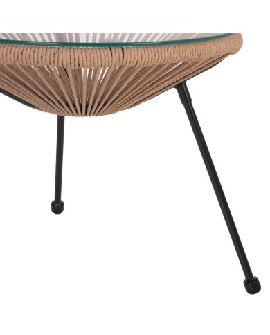 ΤΡΑΠΕΖΙ ΒΟΗΘΗΤΙΚΟ ALLEGRA ΜΑΥΡΟ ΜΕΤΑΛΛΟ  ME TWISTED WICKER ΦΥΣΙΚΟ HM5873.01 Φ47Χ45Υεκ.
