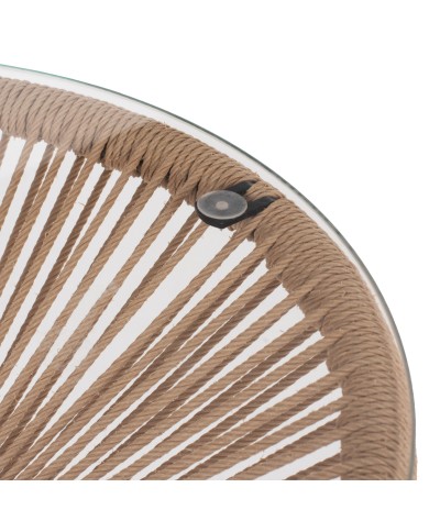 ΤΡΑΠΕΖΙ ΒΟΗΘΗΤΙΚΟ ALLEGRA ΜΑΥΡΟ ΜΕΤΑΛΛΟ  ME TWISTED WICKER ΦΥΣΙΚΟ HM5873.01 Φ47Χ45Υεκ.
