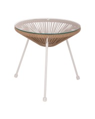 ΤΡΑΠΕΖΙ ΒΟΗΘΗΤΙΚΟ ALLEGRA ΜΕΤΑΛΛΟ ΛΕΥΚΟ ME TWISTED WICKER ΦΥΣΙΚΟ HM5873.02 Φ47Χ45Υεκ.