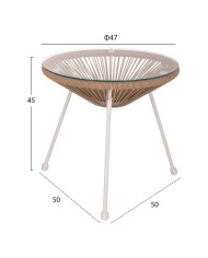 ΤΡΑΠΕΖΙ ΒΟΗΘΗΤΙΚΟ ALLEGRA ΜΕΤΑΛΛΟ ΛΕΥΚΟ ME TWISTED WICKER ΦΥΣΙΚΟ HM5873.02 Φ47Χ45Υεκ.