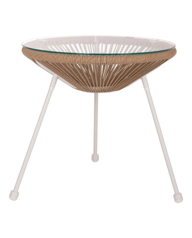 ΤΡΑΠΕΖΙ ΒΟΗΘΗΤΙΚΟ ALLEGRA ΜΕΤΑΛΛΟ ΛΕΥΚΟ ME TWISTED WICKER ΦΥΣΙΚΟ HM5873.02 Φ47Χ45Υεκ.
