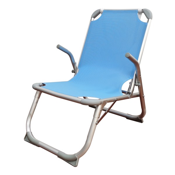 Καρεκλάκι παραλίας βαρέως τύπου αλουμινίου γαλάζιο 0800407 με μπράτσα πτυσσόμενο ψήλη πλάτη ψηλό κάθισμα 54x72x74εκ