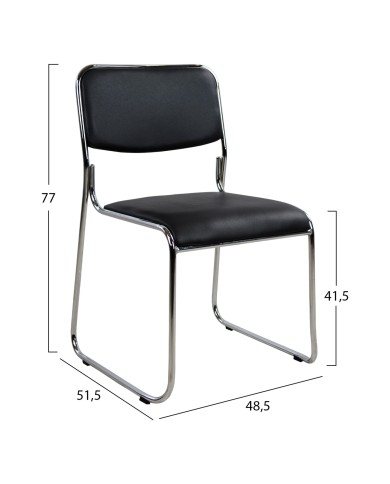 ΚΑΡΕΚΛΑ ΓΡΑΦΕΙΟΥ ΣΥΝΕΡΓΑΣΙΑΣ MABEL HM1019.01  ΜΑΥΡΗ 48,5x51,5x77Yεκ.
