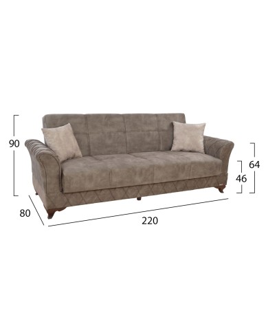 ΣΑΛΟΝΙ ΣΕΤ 2ΤΜΧ 3Θ & 2Θ ΚΑΝΑΠΕΣ GOLD ΚΑΦΕ HM3069.01 220x80x90 εκ.& 165x80x90 εκ.