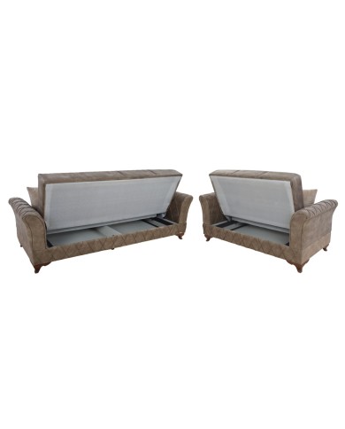 ΣΑΛΟΝΙ ΣΕΤ 2ΤΜΧ 3Θ & 2Θ ΚΑΝΑΠΕΣ GOLD ΚΑΦΕ HM3069.01 220x80x90 εκ.& 165x80x90 εκ.