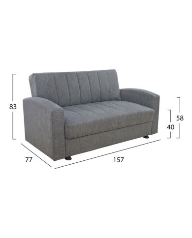 ΚΑΝΑΠΕΣ ΚΡΕΒΑΤΙ 2ΘΕΣΙΟΣ DIMOS V05 ΓΚΡΙ HM3075.03 157x77x83 εκ.