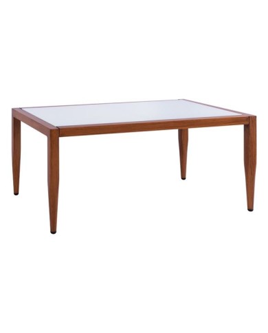 ΤΡΑΠΕΖΙ MEIR ΣΑΛΟΝΙΟΥ ΑΛΟΥΜΙΝΙΟΥ BAMBOO LOOK ΜΕ ΓΥΑΛΙ 100Χ58Χ46 HM5551.01