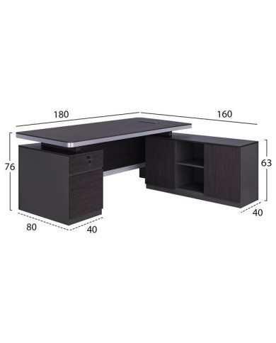 ΕΠΑΓΓΕΛΜΑΤΙΚΟ ΓΡΑΦΕΙΟ ΔΕΞΙΑ ΓΩΝΙΑ HM2092R ROSEWOOD 180X160X76Y εκ.
