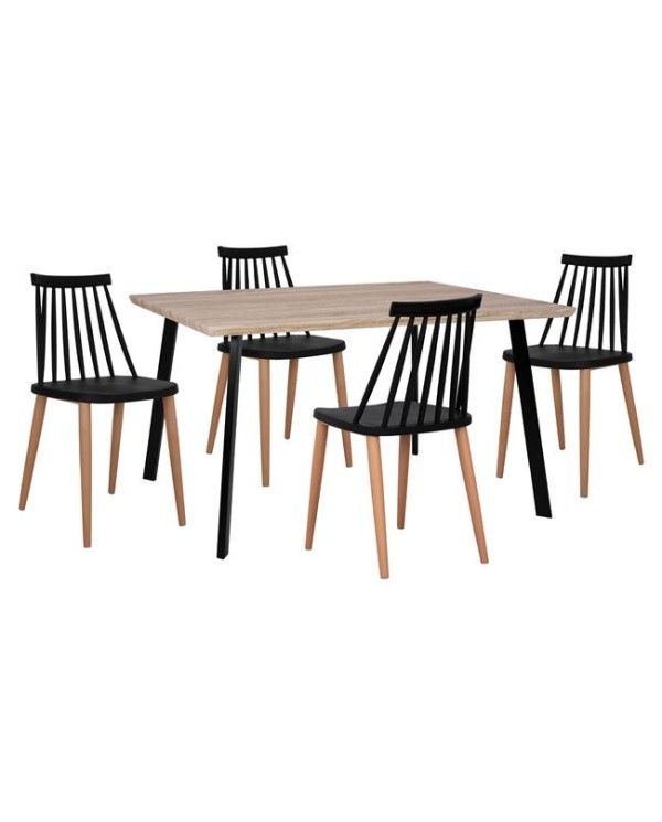 ΣΕΤ 5ΤΜΧ ΤΡΑΠΕΖΙ 140x80x76 cm SONAMA & ΚΑΡΕΚΛΕΣ VANESSA ΜΑΥΡΕΣ ΜΕΤΑΛΛΙΚΑ ΠΟΔΙΑ HM11037