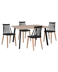 ΣΕΤ 5ΤΜΧ ΤΡΑΠΕΖΙ 140x80x76 cm SONAMA & ΚΑΡΕΚΛΕΣ VANESSA ΜΑΥΡΕΣ ΜΕΤΑΛΛΙΚΑ ΠΟΔΙΑ HM11037
