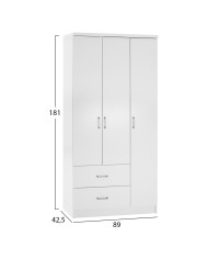 ΝΤΟΥΛΑΠΑ 3ΦΥΛΛΗ ME 2 ΣΥΡΤΑΡΙΑ CAESAR HM340.05 ΛΕΥΚΗ 89x42,5x181 εκ.