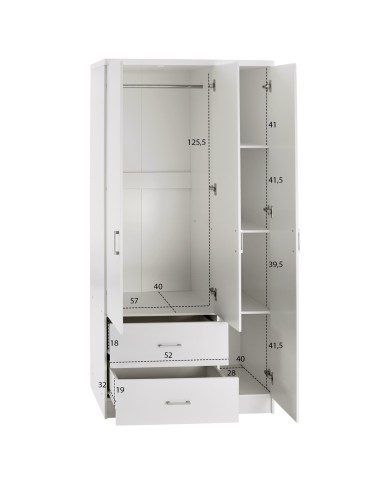 ΝΤΟΥΛΑΠΑ 3ΦΥΛΛΗ ME 2 ΣΥΡΤΑΡΙΑ CAESAR HM340.05 ΛΕΥΚΗ 89x42,5x181 εκ.