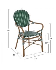 ΠΟΛΥΘΡΟΝΑ ΑΛΟΥΜΙΝΙΟΥ BAMBOO LOOK ΜΕ WICKER ΛΕΥΚΟ ΠΡΑΣΙΝΟ HM5793.01 56x59x98 εκ.