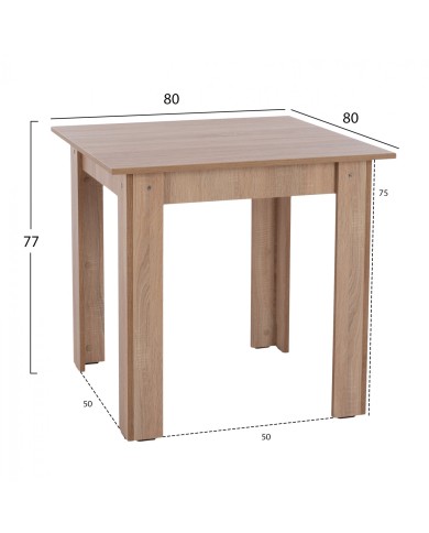 ΤΡΑΠΕΖΙ ΚΟΥΖΙΝΑΣ KELVIN HM2427.01, 80x80x77Υεκ., SONOMA OAK