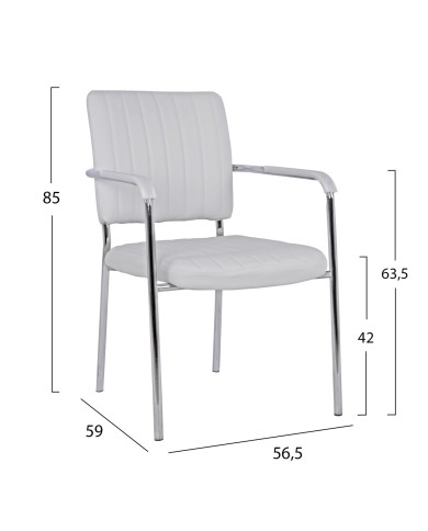 ΚΑΡΕΚΛΑ QUESTA ΜΕ ΜΠΡΑΤΣΑ HM1070.02 ΛΕΥΚΗ 56,5x59x85 cm
