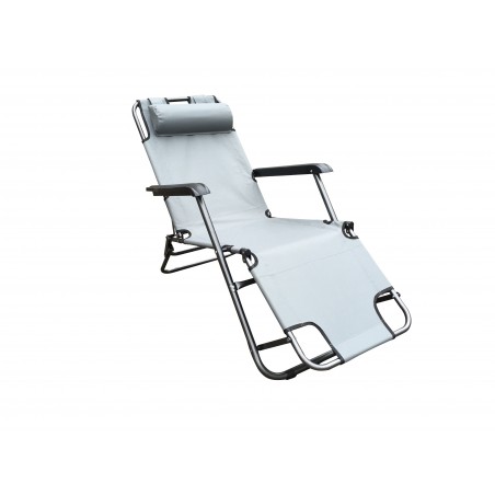 Πολυθρόνα ξαπλώστρα πτυσσόμενη νοσοκομείου relax μεταλλική γκρι oxford πανί 155x60x80εκ