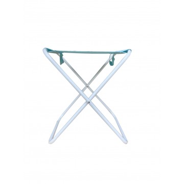 Σκαμπό πτυσσόμενο με λευκό σκελετό και σιέλ πανί