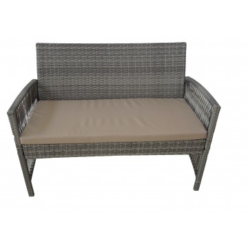 Σαλόνι ratan/wicker εξωτερικου χώρου σετ 4 τεμαχίων αλουμινίου με διθέσιο καναπέ χρώμα γκρι