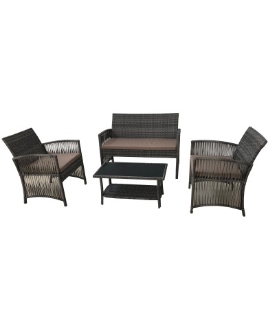 Σαλόνι ratan/wicker εξωτερικου χώρου σετ 4 τεμαχίων μεταλλικο
